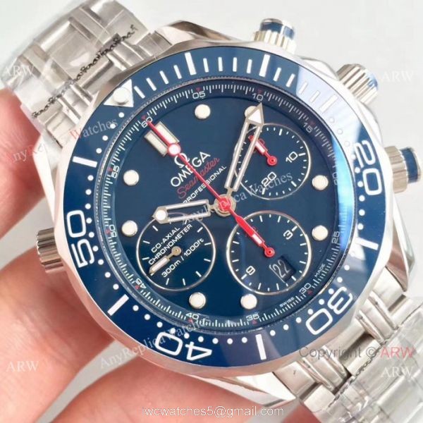 Swiss Grade Omega Seamaster 300 Replica Watch Stainless Steel Blue Dial