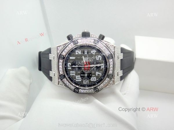 Best Copy Audemars Piguet Royal Oak Offshore Watch Full Diamond Gray Dial
