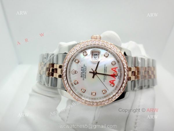 Copy Rolex Datejust Two Tone Rose Gold Jubilee Watch 34mm