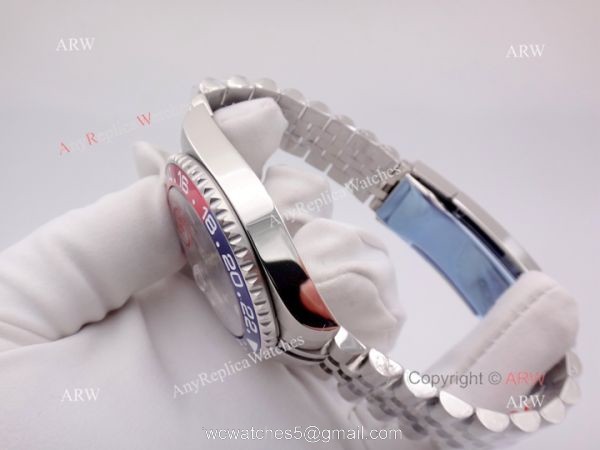 Stainless Steel Blue Face Rolex GMT Master II Pepsi Replica Watch 40mm