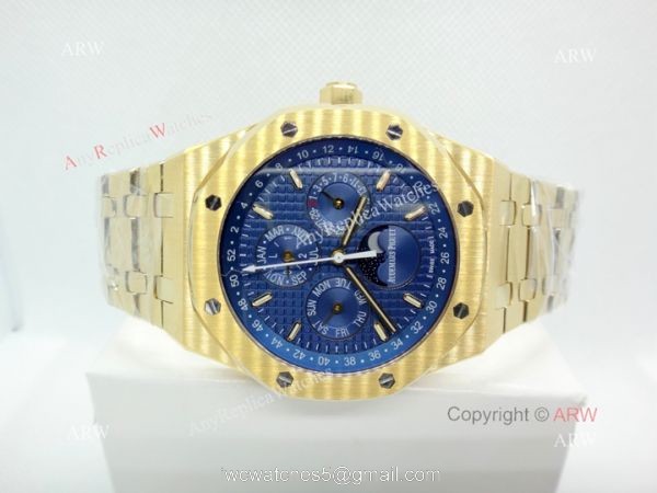 Audemars Piguet Royal Oak Perpetual Calendar Replica Watch Blue Dial Yellow Gold