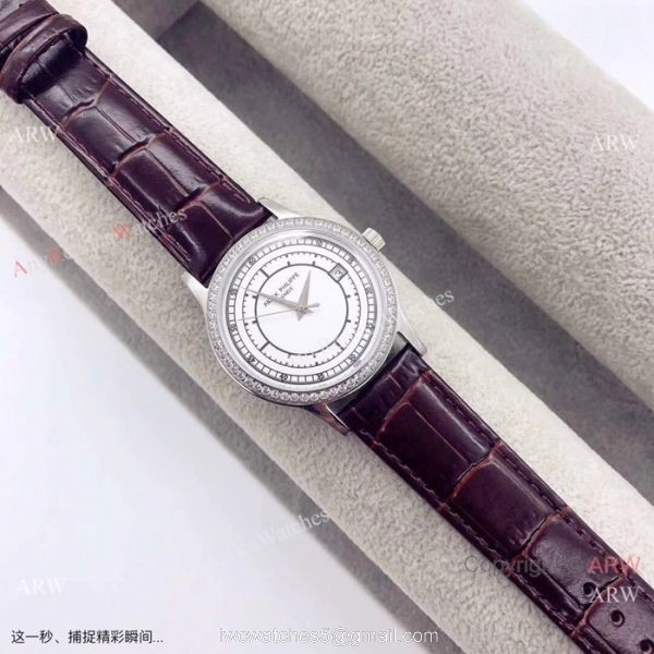 Copy Patek Philippe Calatrava SS Diamond bezel Watches Swiss Quartz