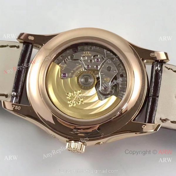 (KM)Swiss Patek Philippe 5205G Complications Annual Calendar Watch Brown Leather Strap