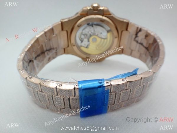 Highest Quality Patek Philippe 5719 Nautilus Jumbo Watch Rose Gold Full Diamond