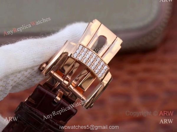 Swiss Replica Patek Philippe Nautilus Jumbo R8 Watch Rose Gold Iced Out