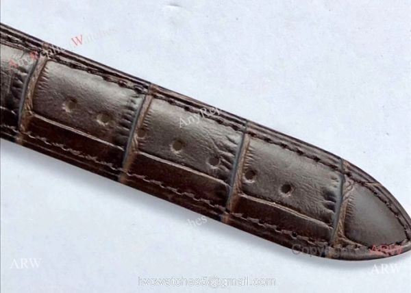 Swiss Grade Patek Philippe Power Reserve Watches Rose Gold Brown leather Strap