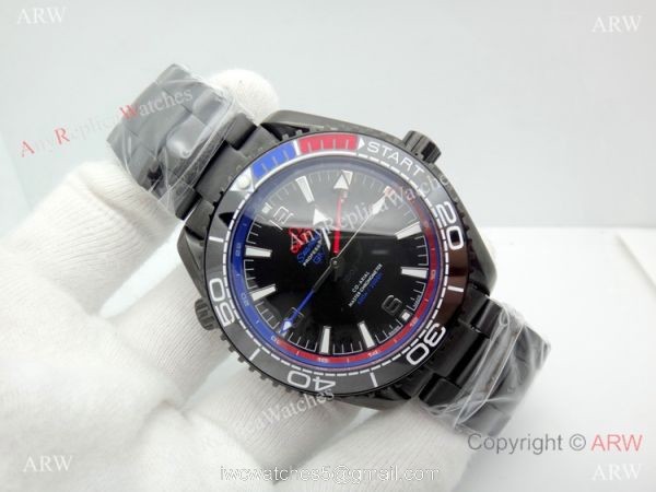 Best Copy Omega Seamaster Planet Ocean GMT Watch Black Steel
