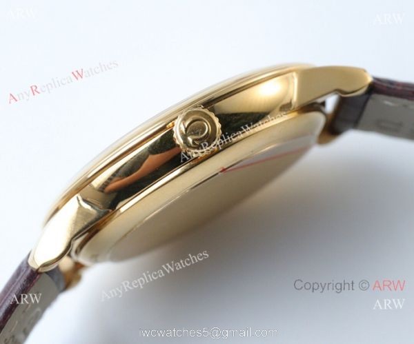 Swiss 2824 Omega De Ville Replica Watch Gold Case Silver Dial