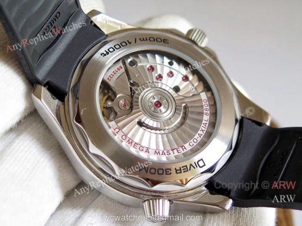 (OM)Swiss Omega Seamaster Diver 300m Omega 8800 Movement watch Black Dial Black Rubber Strap