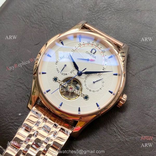 Best Quality Omega Tourbillon Rose Gold Watch Men Size