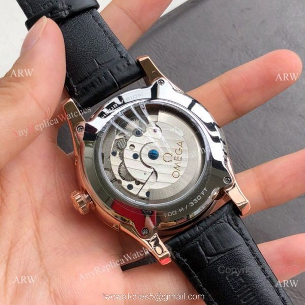 Replica Omega Tourbillon All Black Leather Strap Watches 43mm