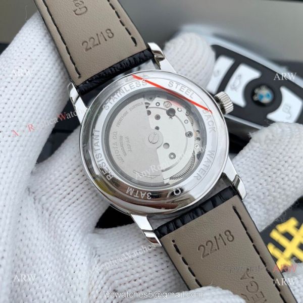 Clone Omega De Ville SS Black Leather Strap Watches 42mm