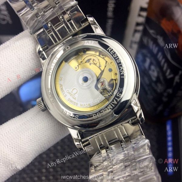 Omega De Ville Fake Watches Stainless Steel Black Dial Tourbillon 41mm