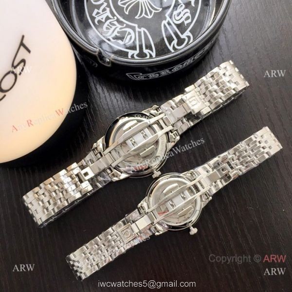 Fake DeVille Prestige Omega Couple Watch Stainless Steel Black Dial