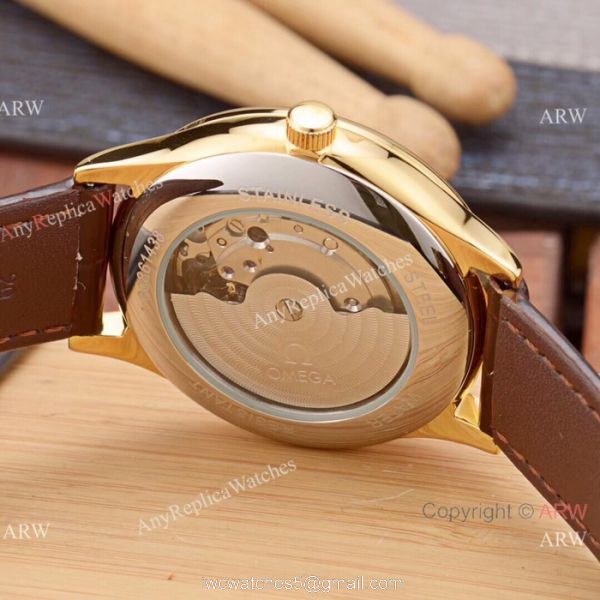 New Replica Omega Constellation 41mm Watch SS Black Leather Strap