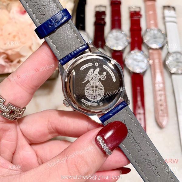Copy Omega DeVille Co-Axial Cscapement Ladies 34mm watch Diamond bezel