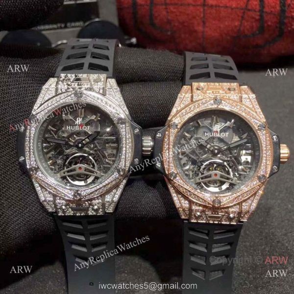 Copy Hublot Big Bang Special Edition Iced Out Full Diamond Watch Rose Gold Case