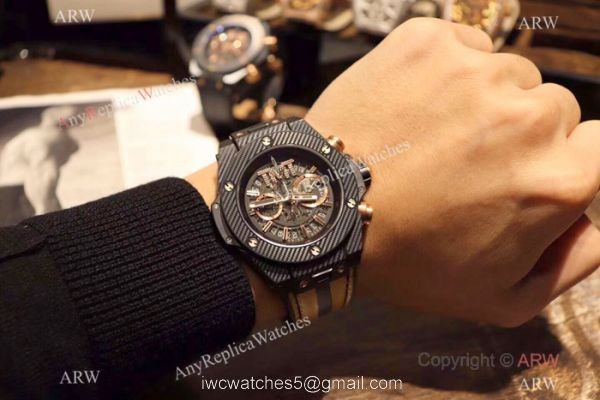 Hublot Big Bang Unico TMT Black Chronograph Watch Yellow Gummy Strap
