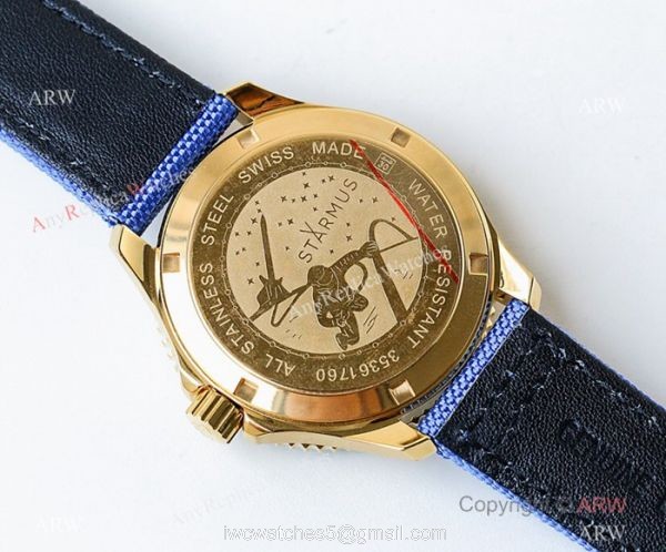 Swiss Breitling Superocean II Mens Watch Yellow Gold Blue Ceramic Bezel
