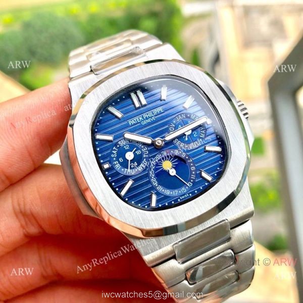 New Patek Philippe Nautilus Annual Calendar Moonphase Watch SS White Dial 42 MM