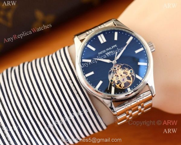 Patek Philippe Calatrava Copy Watches Two Tone Rose Gold Black Face