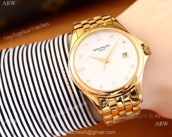 Patek Philippe Geneve Calatrava Replica Watch 2-Tone White Dial