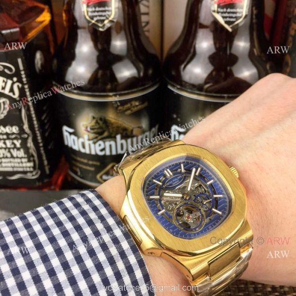 Clone Patek Philippe Skeleton Watches Two Tone Rose Gold 40mm