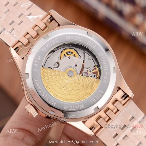 New Style Copy Patek Philippe Moon phase Watch Rose Gold 41mm Case