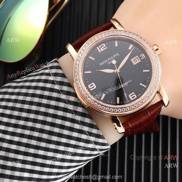 New Style Patek Philippe Calatrava Gray Dial Rose Gold Watches