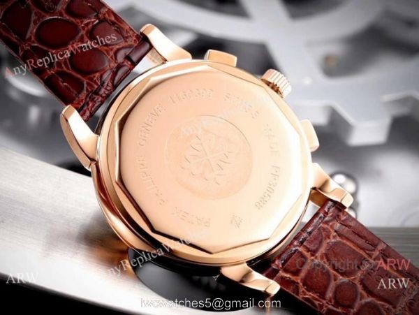 Copy Patek Philippe Geneve Chronograph Watch White Dial Brown Leather Band
