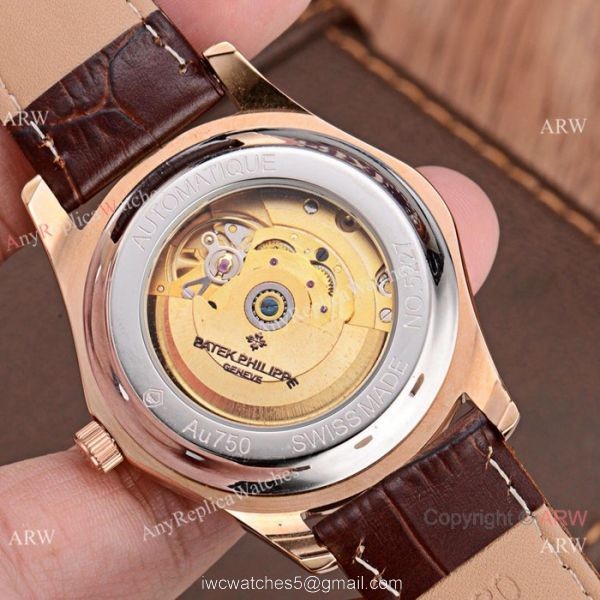 Copy Patek Philippe Calatrava White Face Rose Gold Men Watch Low Price