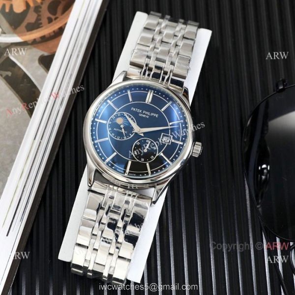 High Quality Patek Philippe Moonphase Two Tone Rose Gold Black Watches 40mm