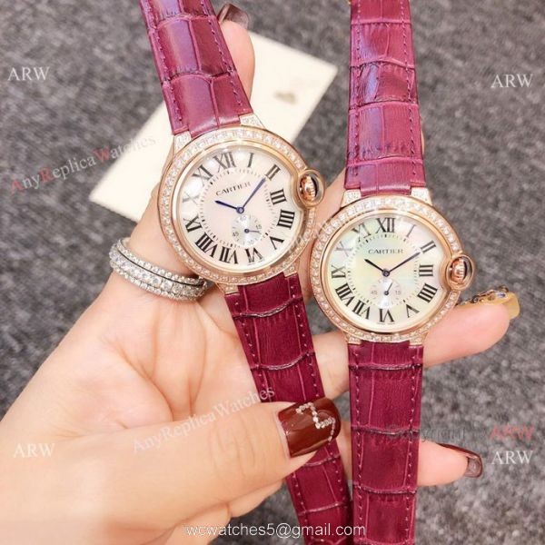 Ballon Bleu De Cartier 36mm watch Diamond Case White MOP Dial