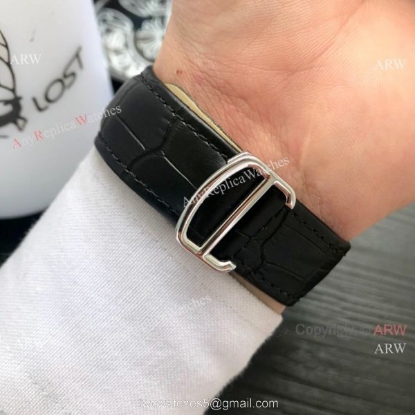 Cartier Tank Moonphase Men Wristwatch Rose Gold Black Dial
