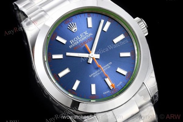 EX Factory Eta2836 Swiss Rolex Milgauss Blue Replica Watch 40mm