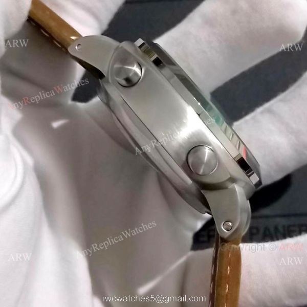 Copy Panerai Luminor FLYBACK SS Brown Leather Band Watch PAM524