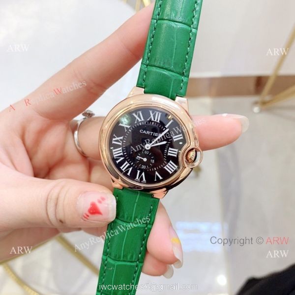 Fake Cartier Ballon Bleu Cartier Watch Lady 36mm Blue Leather Band