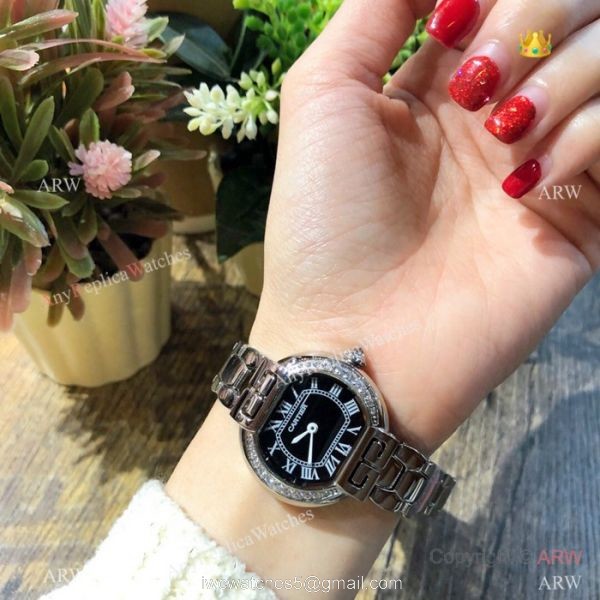 Rotonde de Cartier Stainless Steel White Watch 28mm Lady