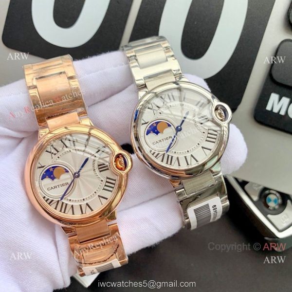 Replica Cartier Ballon Bleu Moonphase Rose Gold Quartz Watch