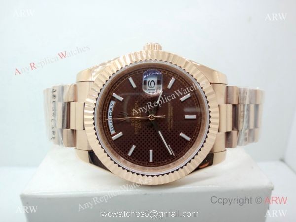 Copy Rolex Day-Date Chocolate Dial Rose Gold 40mm Watch