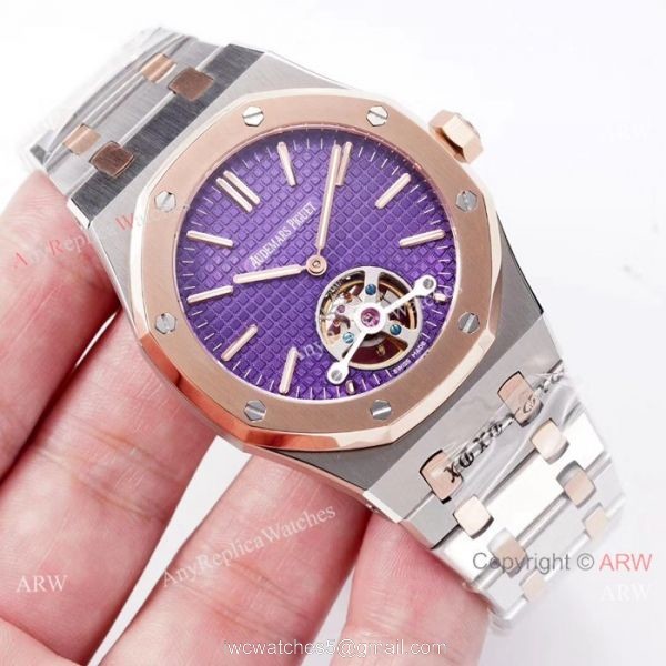 Copy Audemars Piguet Royal Oak Tourbillon Swiss 2924 Watches 2-Tone Rose Gold