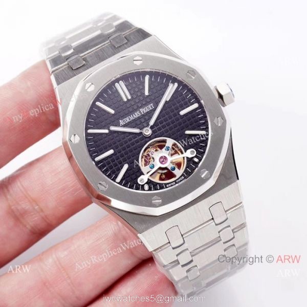 Swiss Replica Audemars Piguet Royal Oak Tourbillon SS Blue Dial watch 2924 Movement