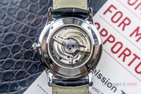 Swiss Replica Jaeger-LeCoultre Master Watch Silver Face Black Leather Strap