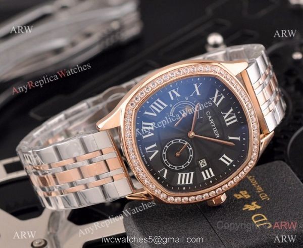 New Copy Cartier Drive de Moonphase Watch White Dial Black Leather Band