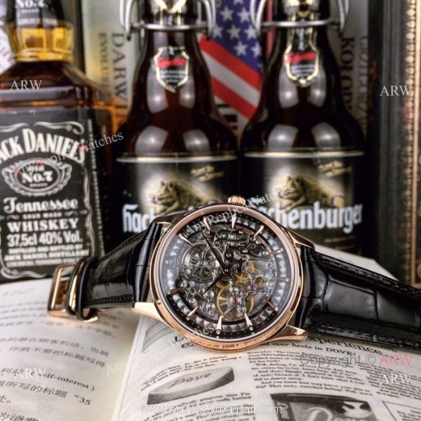 Best Quality Replica Jaeger-LeCoultre Skeleton Rose Gold Men Watch