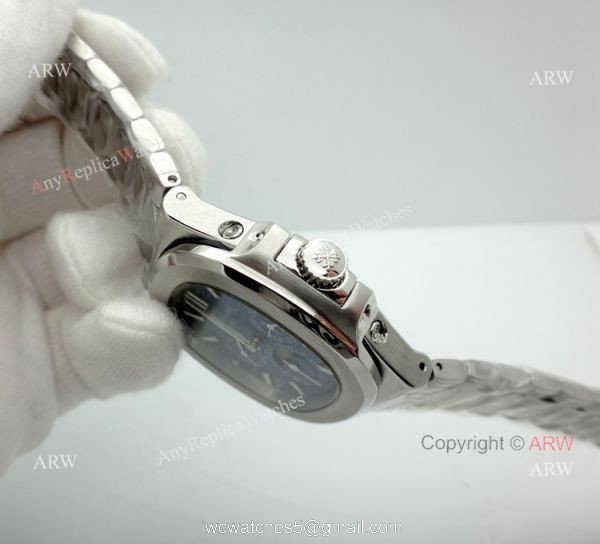 Copy Patek Philippe Nautilus Perpetual Calendar Men Watch Stainless Steel Blue Face