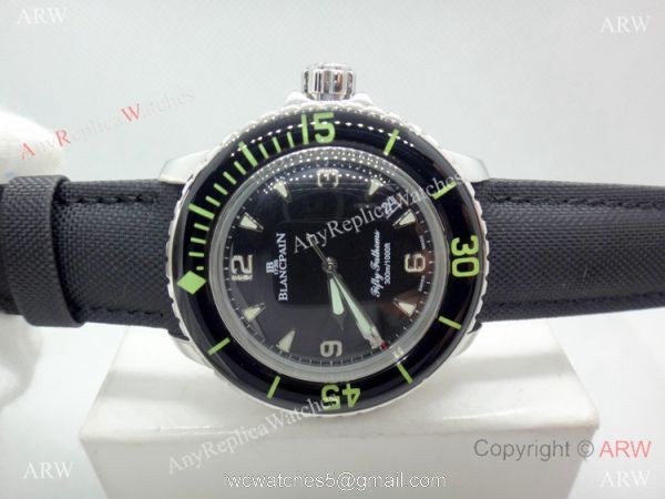 Fake Blancpain Fifty Fathoms Black Dial SS Watch Swiss Quality