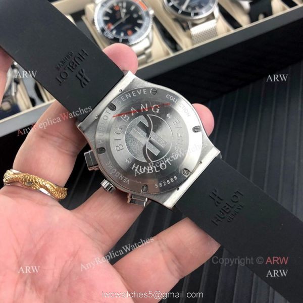 Iced Out Hublot Knock off Watches Classic Fusion SS Black Rubber Strap