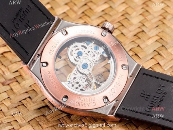 Copy Hublot Classic Fusion Tattoo Wristwatch Black Gummy Strap