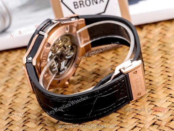 Fake Hublot Classic Fusion Rose Gold Skeleton Wristwatch 45mm